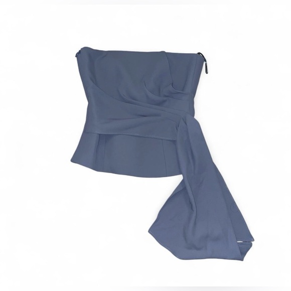 Zara Blue grey strapless top with ruched drape detail size XS. NWT - Picture 2 of 6